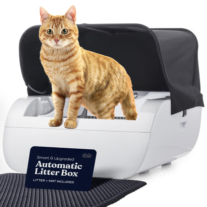 Smart Cat Litter Box With Wide Opening and Machine Sensor - White