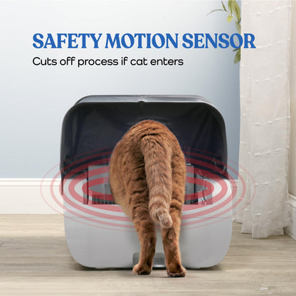 Smart Cat Litter Box With Wide Opening and Machine Sensor - White